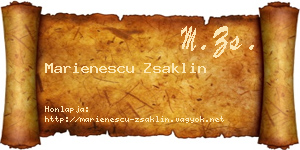 Marienescu Zsaklin névjegykártya